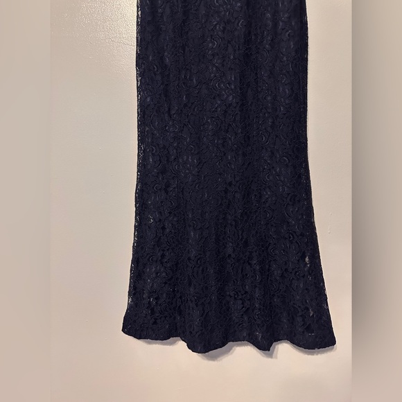 Lauren Ralph Lauren Navy Blue Lace Evening Gown Maxi Keyhole Size 4 - Picture 3 of 8